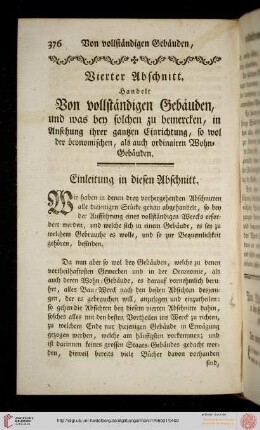 Vierter Abschnitt: Handelt von vollständigen Gebäuden