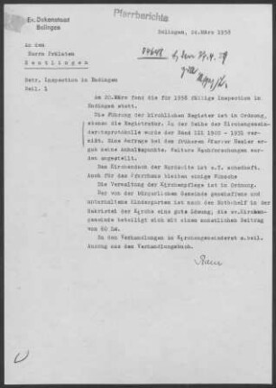 Endingen: Inspektionsbericht 1958