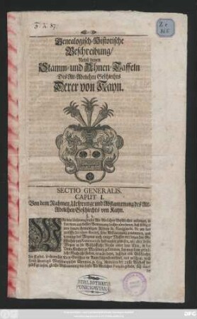 Genealogisch-Historische Beschreibung, Nebst denen Stamm- und Ahnen-Taffeln Des Alt-Adelichen Geschlechts Derer von Kayn