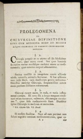 Prolegomena de Chirurgiae Definitione...