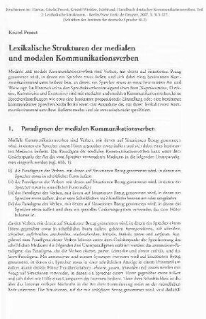 Lexikalische Strukturen der medialen und modalen Kommunikationsverben