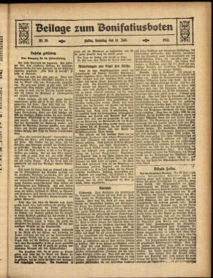 Zweite Ausgabe vom Sonntag, den 14. Juli 1912.