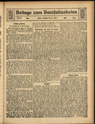 Zweite Ausgabe vom Sonntag, den 14. Juli 1912.