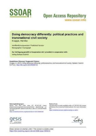 Doing democracy differently: political practices and transnational civil society