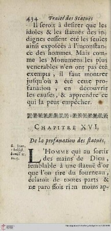 Chapitre XVI: De la profanation des statues