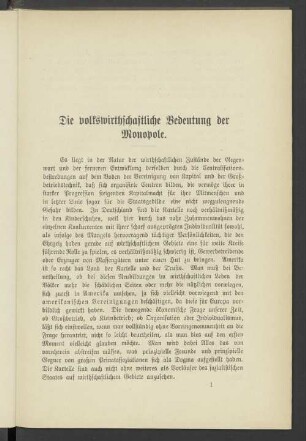 Die volkswirtschaftliche Bedeutung der Monopole.