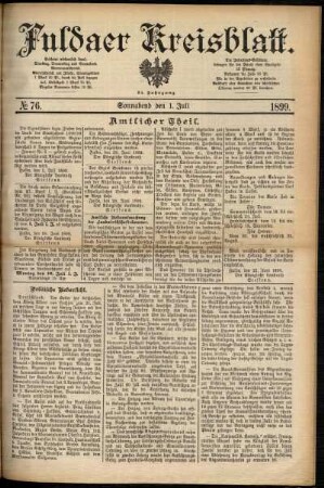 Erste Ausgabe vom Samstag, den 01. Juli 1899.