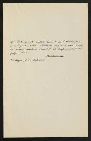 Eidesstattliche Erklärung (Waldenmaier). 17.7.1922