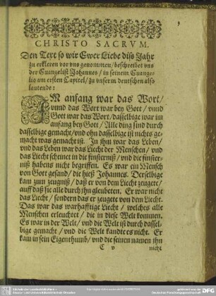 Die erste Predigt handelt von dem lieblichen unnd tröstlichen Namen Wort