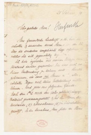 Brief an Rudolf Herfurth : 21.02.1891