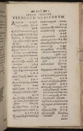 Index Tertius Verborum Graecorum.