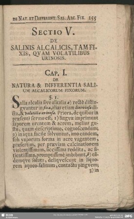 Sectio V. De Salinis Alcalicis, Tam Fixis, Quam Volatilibus Urinosis