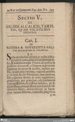 Sectio V. De Salinis Alcalicis, Tam Fixis, Quam Volatilibus Urinosis