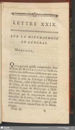 Lettre XXIX. Sur La Minéralogie En Général