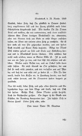 183 Wandsbeck, d. 25. Novbr. 1809
