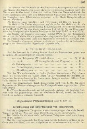 Zurückziehung und Unterdrückung von Telegrammen