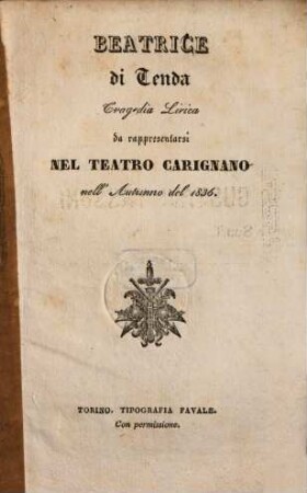 Beatrice di Tenda : Tragedia lirica