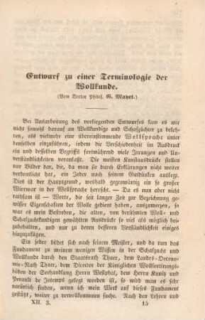 Entwurf zu einer Terminologie der Wollkunde.