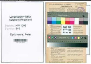 Entnazifizierung Peter Dyckmanns , geb. 25.10.1883 (Milchverteiler)