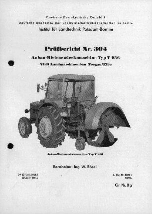 Anbau-Mietenzudeckmaschine, Typ T 956