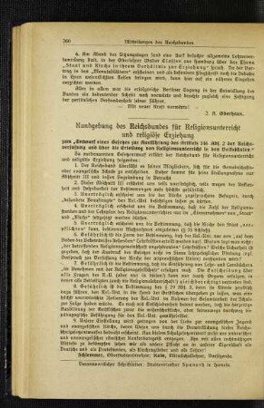 [Mitteilungen des Reichsbundes für R.-U. und religiöse Erziehung] : Kundgebung des Reichsbundes für Religionsunterricht und religiöse Erziehung