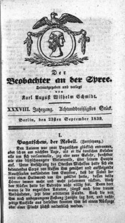 38. Stueck, 23. September 1839