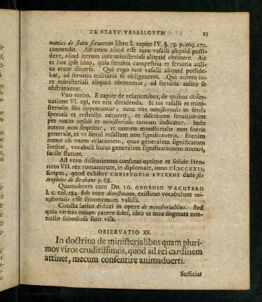 23-33, Observatio XX - XXV