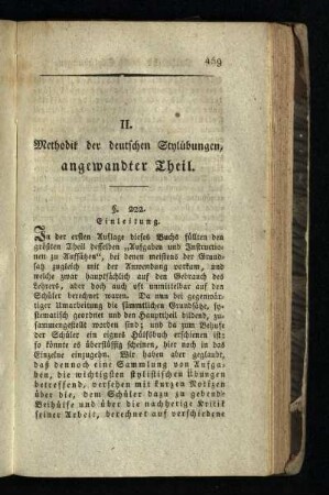 II. Methodik der deutschen Stylübungen, angewandter Theil