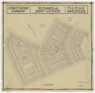 Belegungspläne Lietzensee (Originale) Südwestkirchhof Stahnsdorf - Feld 19,21,22 Wahlstellen