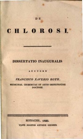 De chlorosi : diss. inaug.