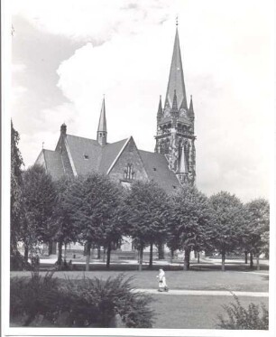 Christuskirche. Detmold. Kaiser-Wilhelm-Platz, Ansicht von der Kassenstraße aus. (heute Heinrich-Drake-Straße)