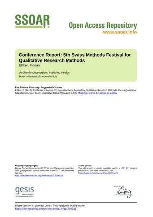 Conference Report: 5th Swiss Methods Festival for Qualitative Research Methods