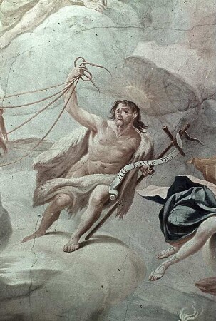 Die Erfüllung der Zeit: Christus als Erlöser im Triumphwagen umgeben von allegorischen Figuren