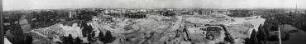 180° Panorama, Blick auf das Baugelände der Interbau 57 vom Wohnhaus Giraffe über Hansaplatz bis Richtung Siegessäule. Berlin-Hansaviertel, Händelallee