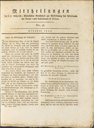 Mittheilungen. Nro. 43. Oktober 1823.