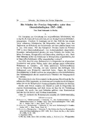 Die Schulen der Provinz Ostpreußen unter dem Oberschulkollegium 1787-1806 : I