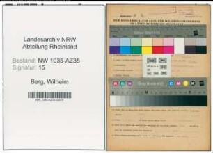 Entnazifizierung Wilhelm Berg , geb. 19.09.1897 (Bergmann)