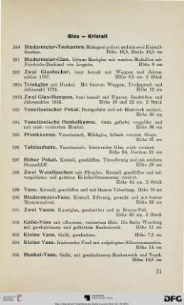 Glas – Kristall (Nr. 290-316)