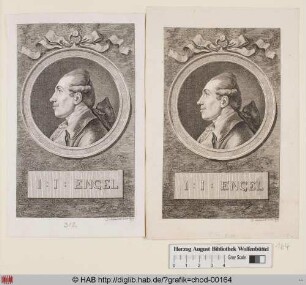Links: Porträt des Johann Jacob Engel