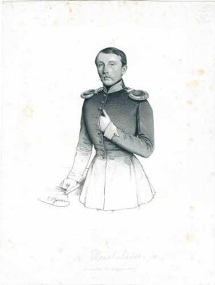 Josef Adolf Friedrich von Ellrichshausen, Major und Kommandeur à la suite der Feldjäger-Eskadron, späterer Oberst, stehend in Uniform