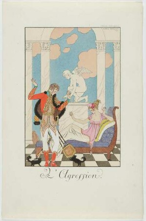 "L'Agression", aus dem Mode-Almanach "Falbalas et Fanfreluches 1922"