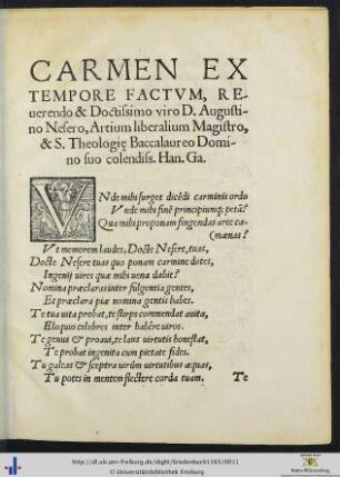 Carmen ex tempore factum