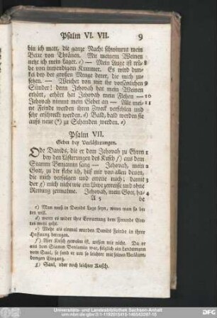 Psalm VII. Gebet bey Verlästerungen.