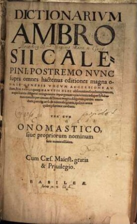 Dictionarium : Unacum Onomastico