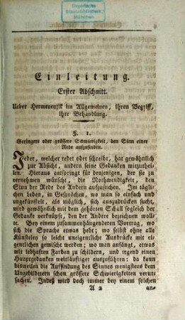 Versuch einer Hermeneutik des Alten Testaments, 1