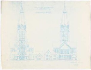 Katholische Kirche, Laurahütte: Turm- und Choransicht 1:200