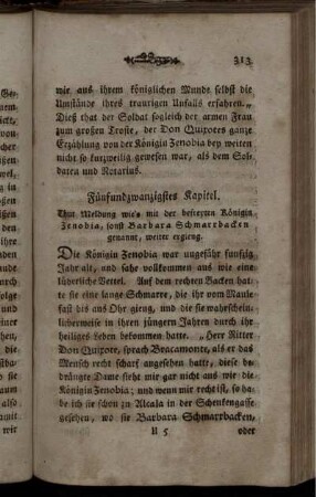 Fünfundzwanzigstes Kapitel. Thut Meldung wie's mit der befreyten Königin Zenobia sonst Barbara Schmarrbacken genannt, weiter ergieng.