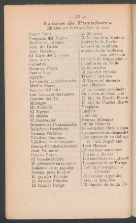 Libros de payadores : Editados por la casa á 5,00 el cien