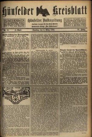 Zweite Ausgabe vom Samstag, den 08. März 1930.