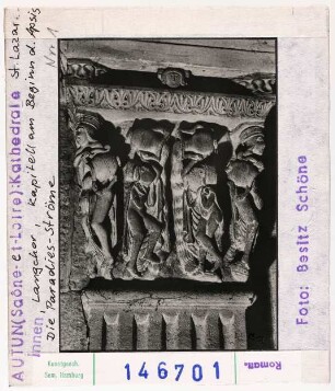 Autun: Kathedrale Saint-Lazare Langchor, Kapitell am Beginn der Apsis, Paradiesflüsse